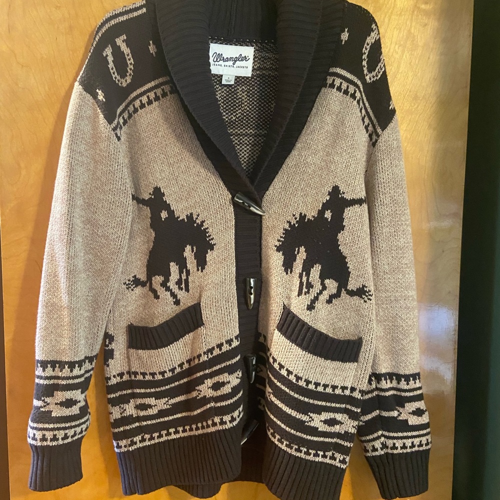 Wrangler Brown Cardigan with Southwestern Charm